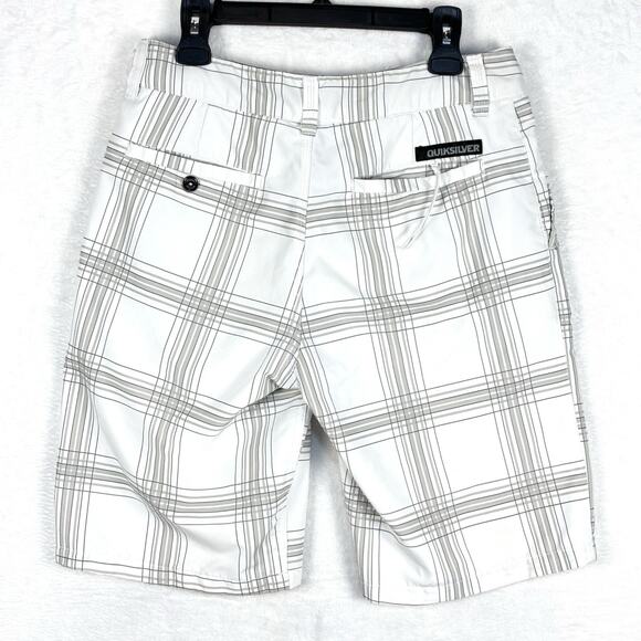 Quiksilver Mens 32 White Gray Plaid Amphibian Hybrid Stretch Board Beach Shorts - Picture 4 of 12